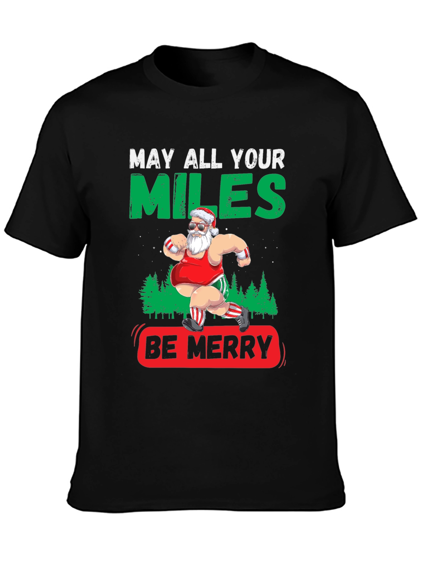 Funny Christmas Running Santa T-Shirt