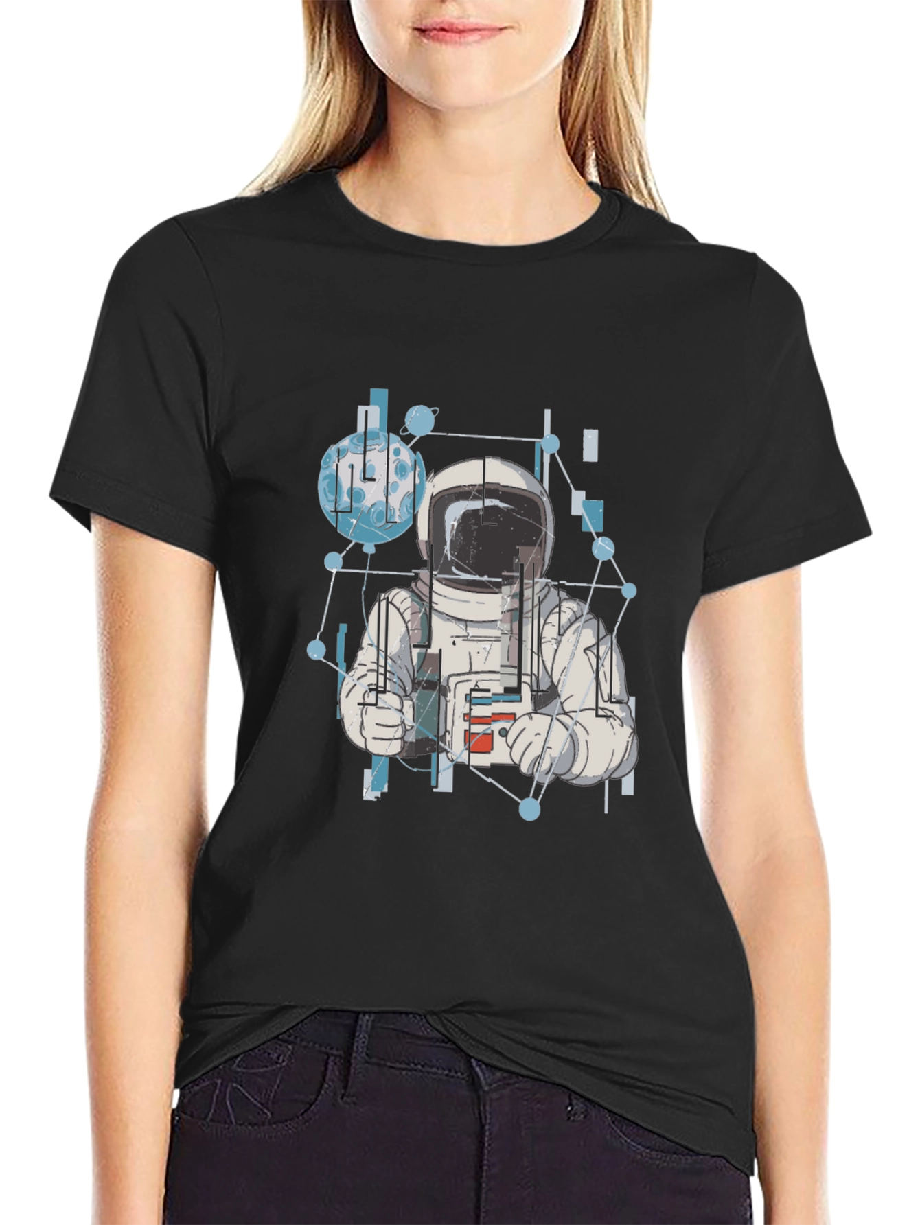 Astronaut Graphic Tee - Black Cotton T-Shirt