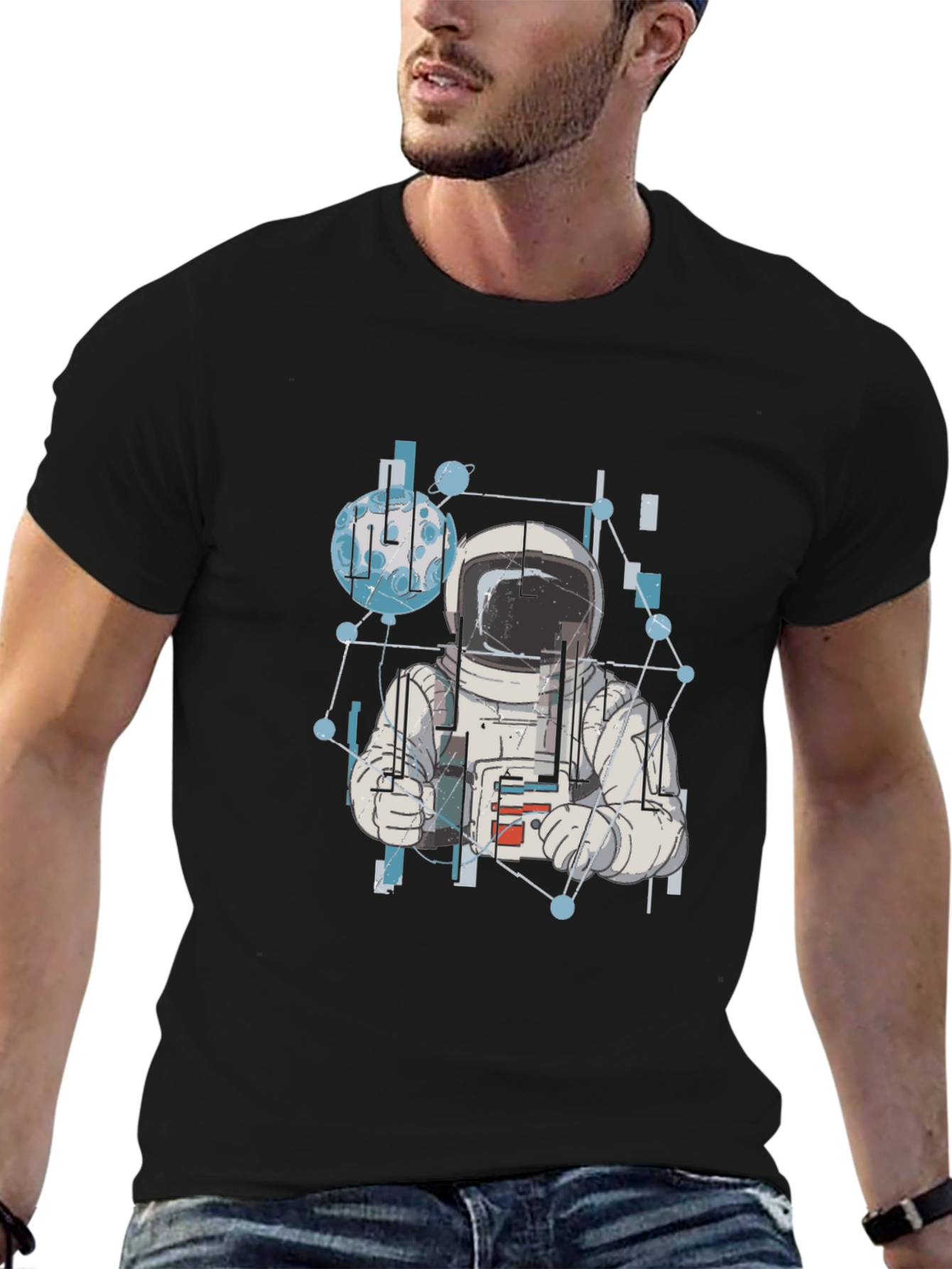 Astronaut Graphic Tee - Black Cotton T-Shirt