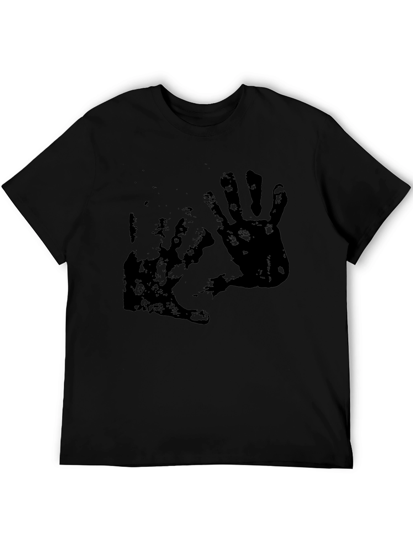Distressed Handprint Graphic Black Tee