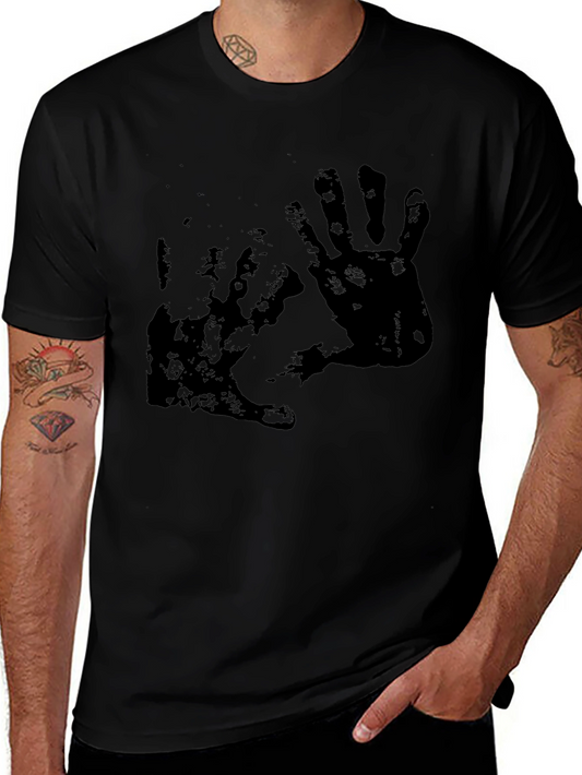 Distressed Handprint Graphic Black Tee