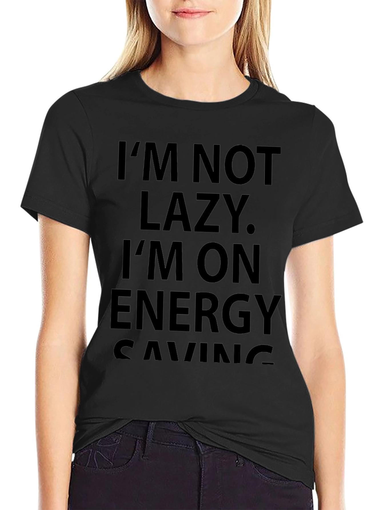 Im Not Lazy Energy Saving Black T-Shirt