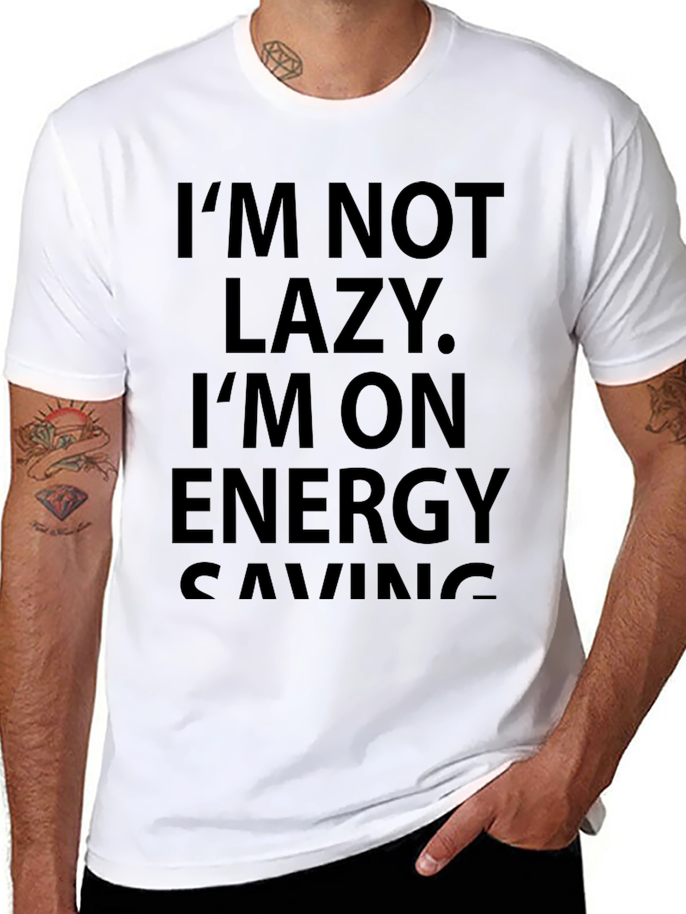 Im Not Lazy Energy Saving Black T-Shirt