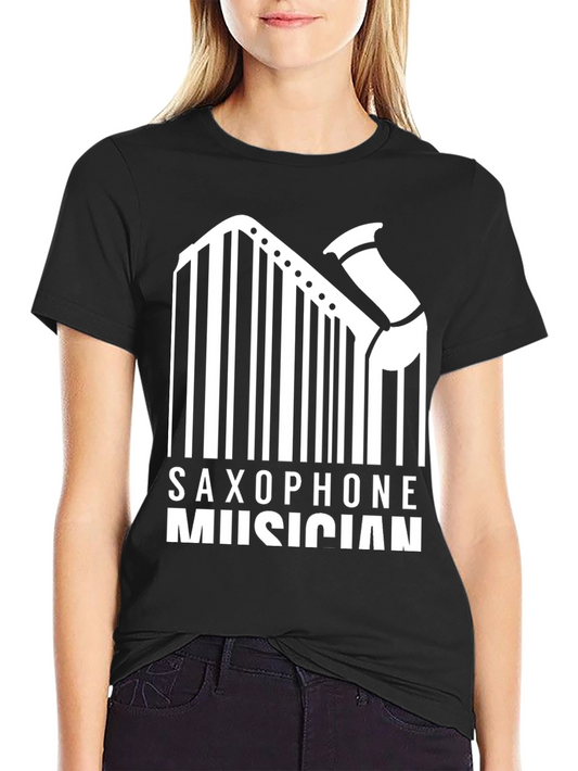 Saxophone Musician Barcode Graphic T-Shirt