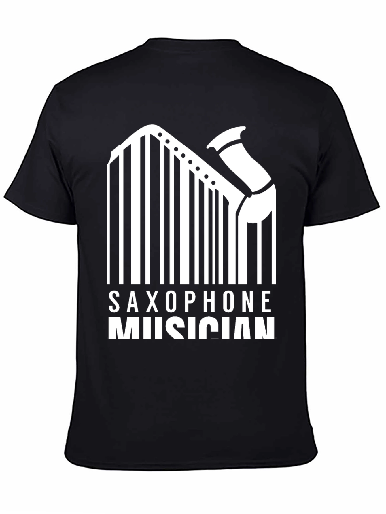 Saxophone Musician Barcode Graphic T-Shirt