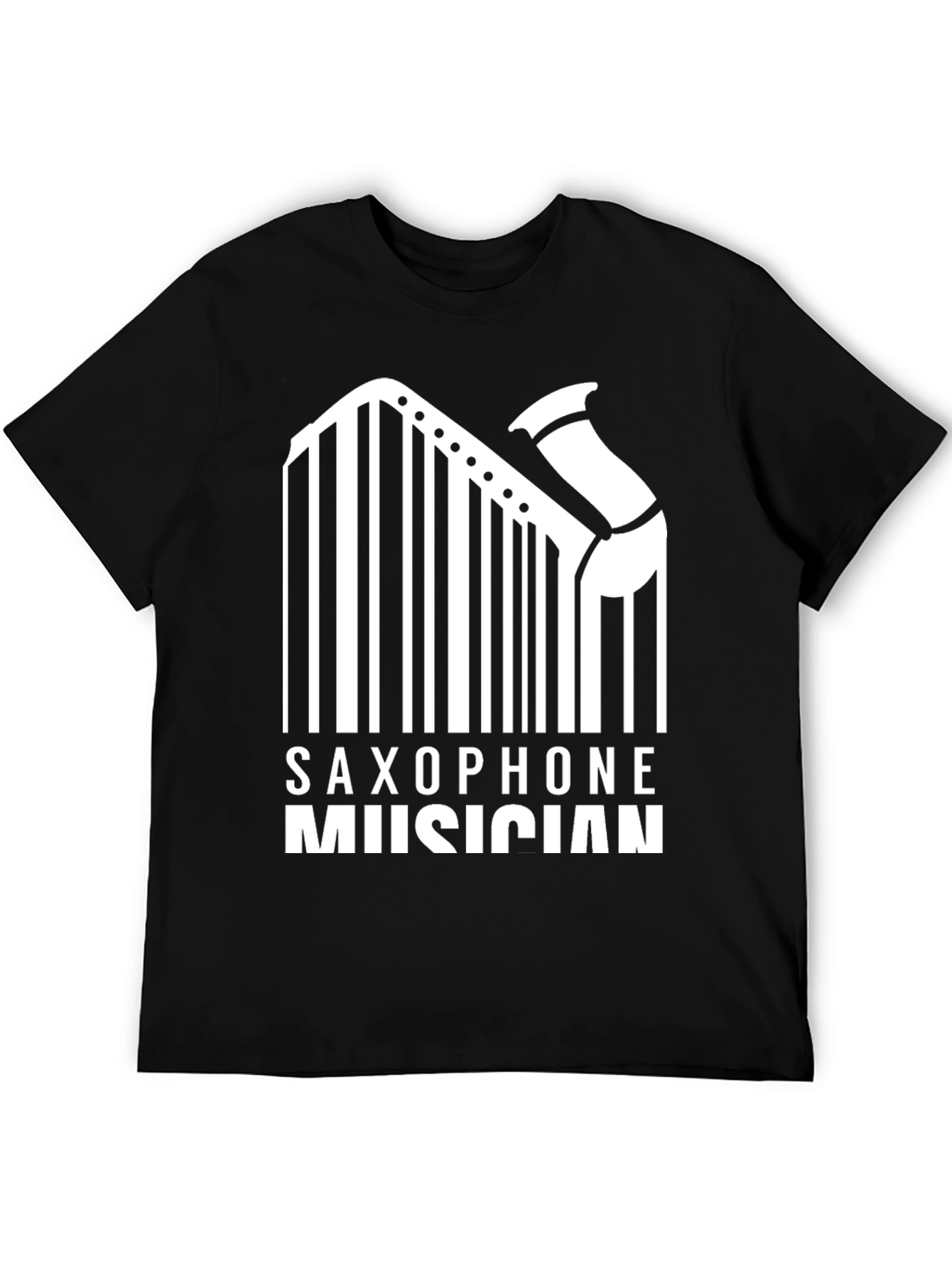 Saxophone Musician Barcode Graphic T-Shirt