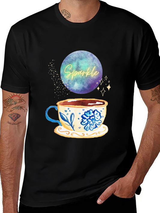 Sparkle Tea Cup Graphic Tee - Stylish Comfort