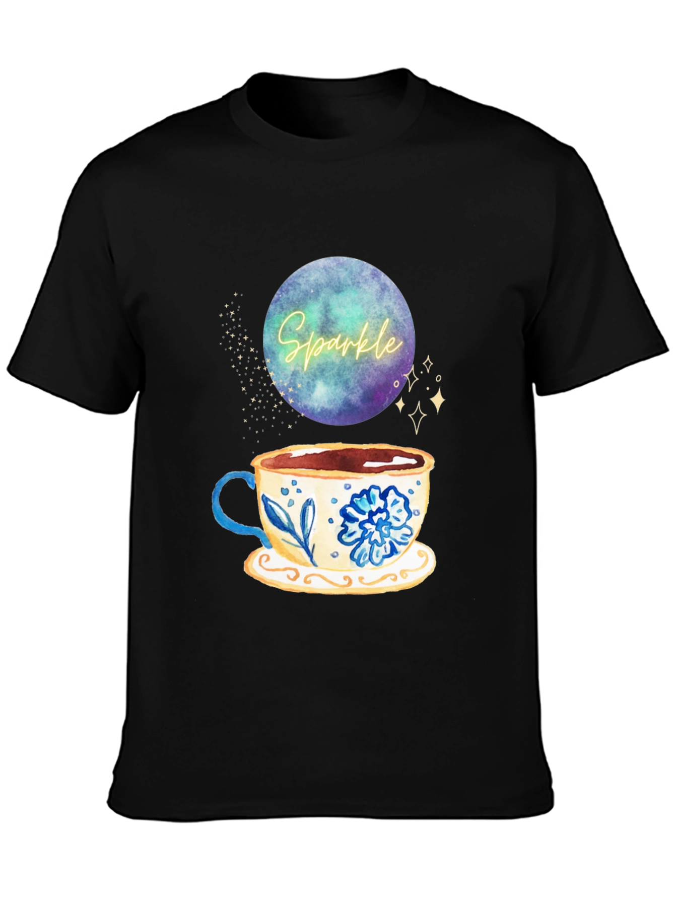 Sparkle Tea Cup Graphic Tee - Stylish Comfort