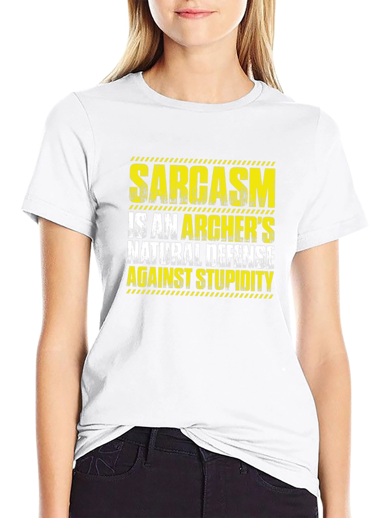 Sarcasm Archers Defense Black T-Shirt Funny Quote Tee