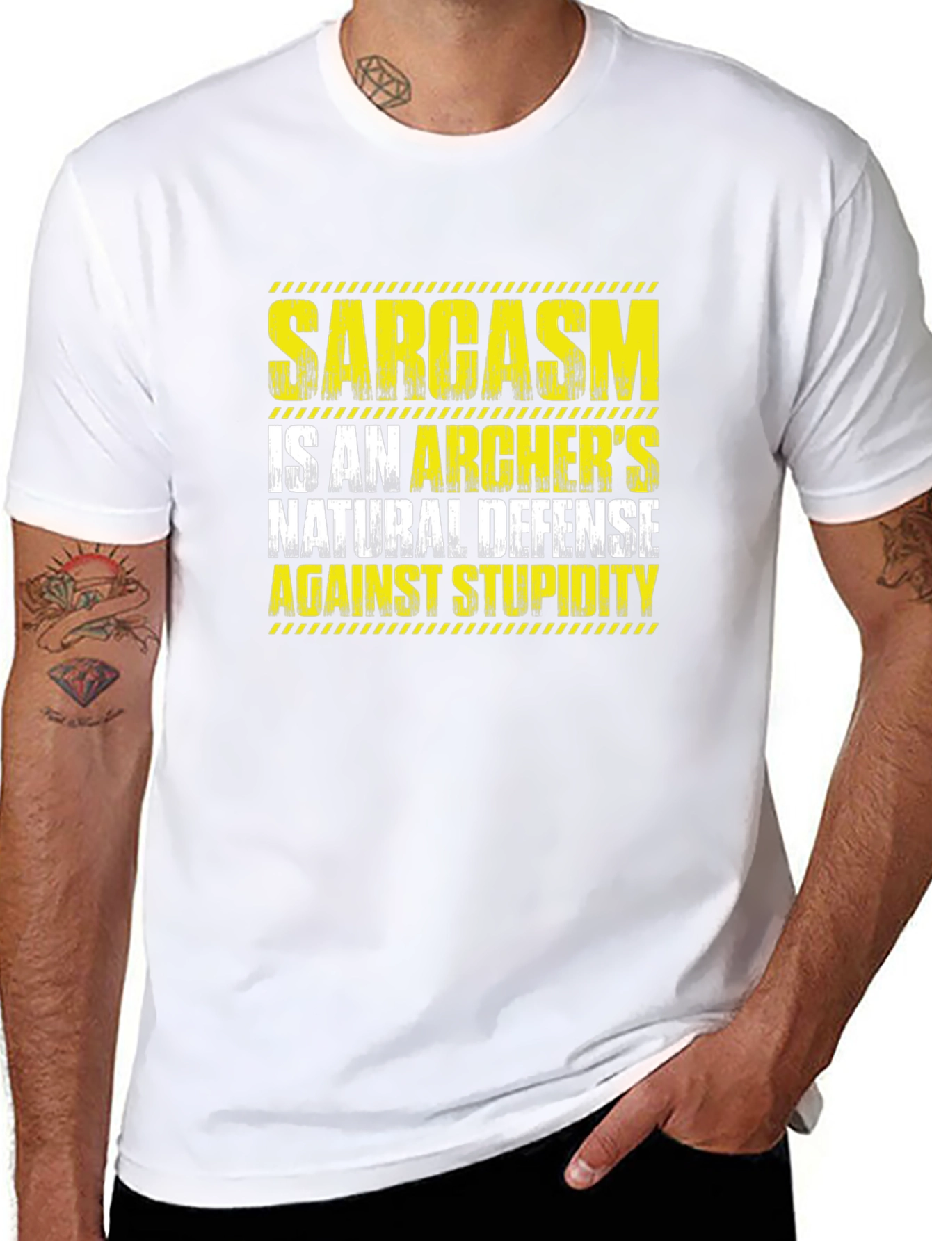 Sarcasm Archers Defense Black T-Shirt Funny Quote Tee