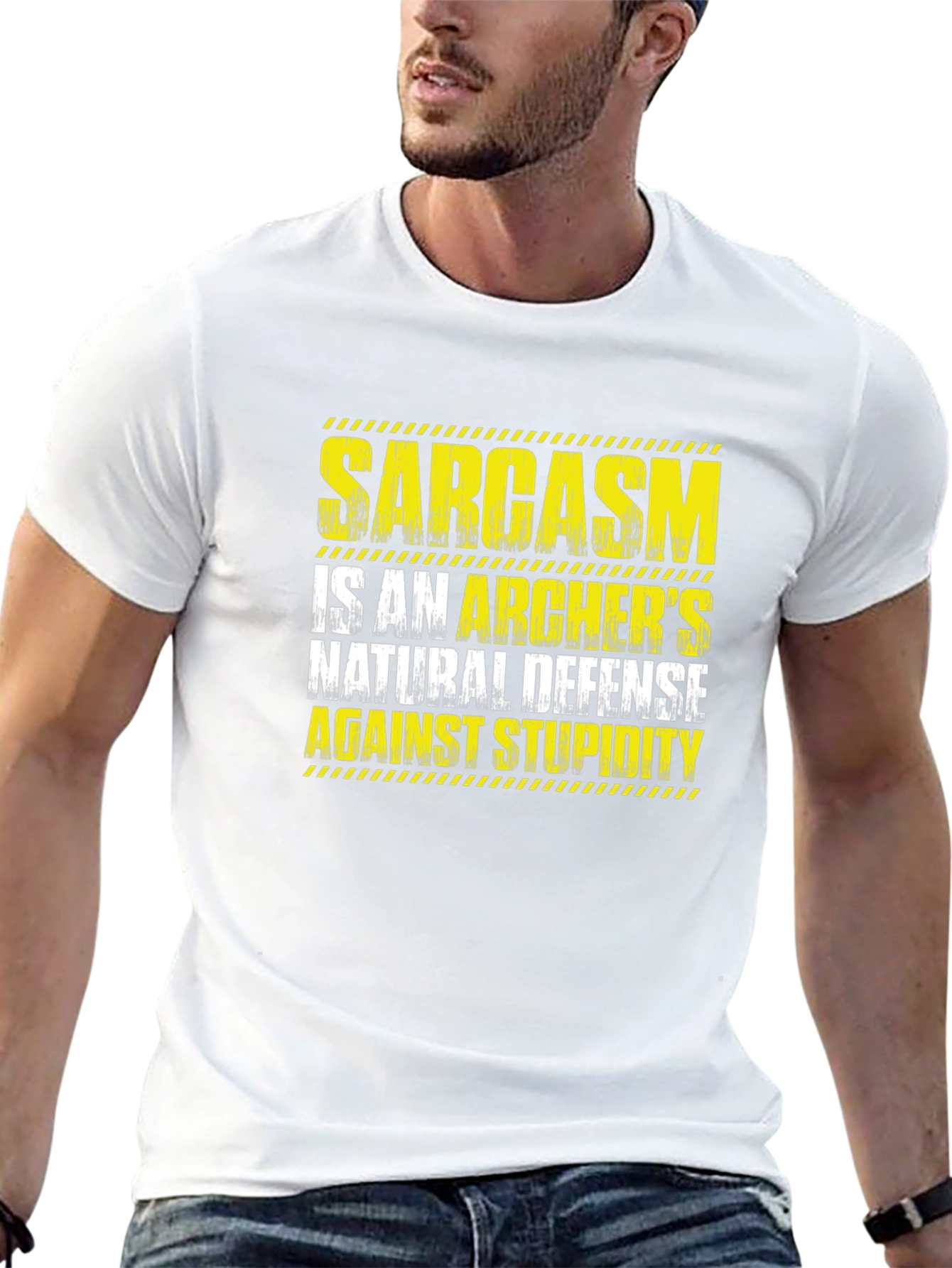 Sarcasm Archers Defense Black T-Shirt Funny Quote Tee
