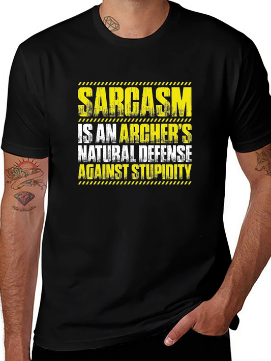 Sarcasm Archers Defense Black T-Shirt Funny Quote Tee