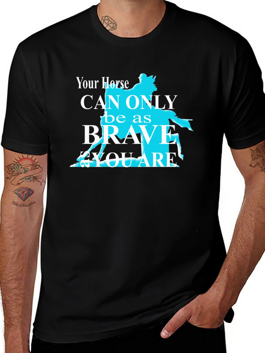 Brave Horse Rider Graphic Tee - Black Cotton T-Shirt