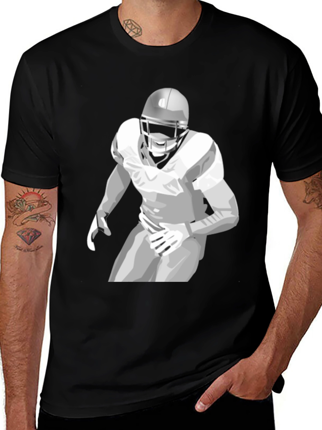 Football Player Graphic Tee - Stylish Black Shirt