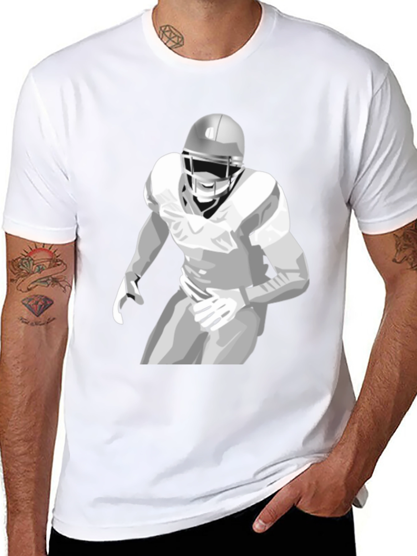 Football Player Graphic Tee - Stylish Black Shirt