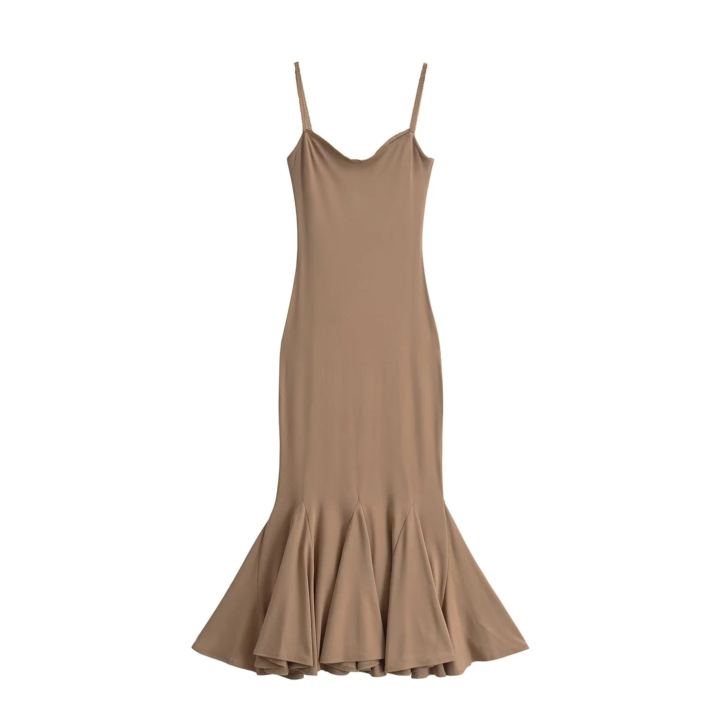 Lace-spliced camisole dress
