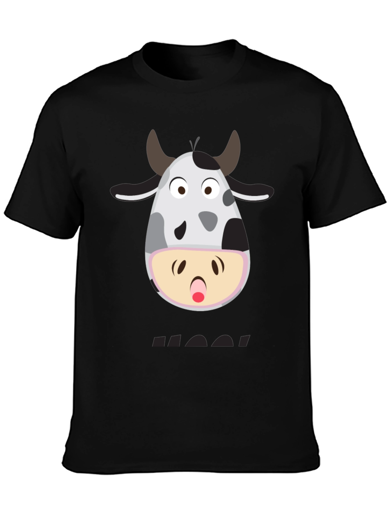 Funny Cow Moo! T-Shirt - Black Graphic Tee