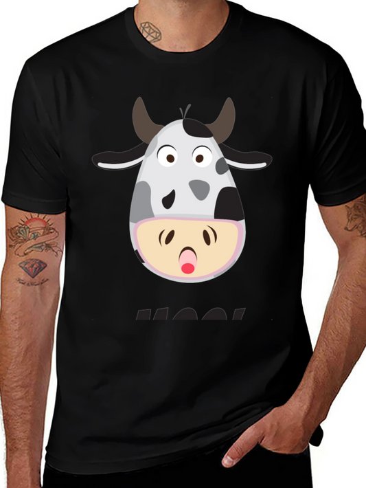 Funny Cow Moo! T-Shirt - Black Graphic Tee