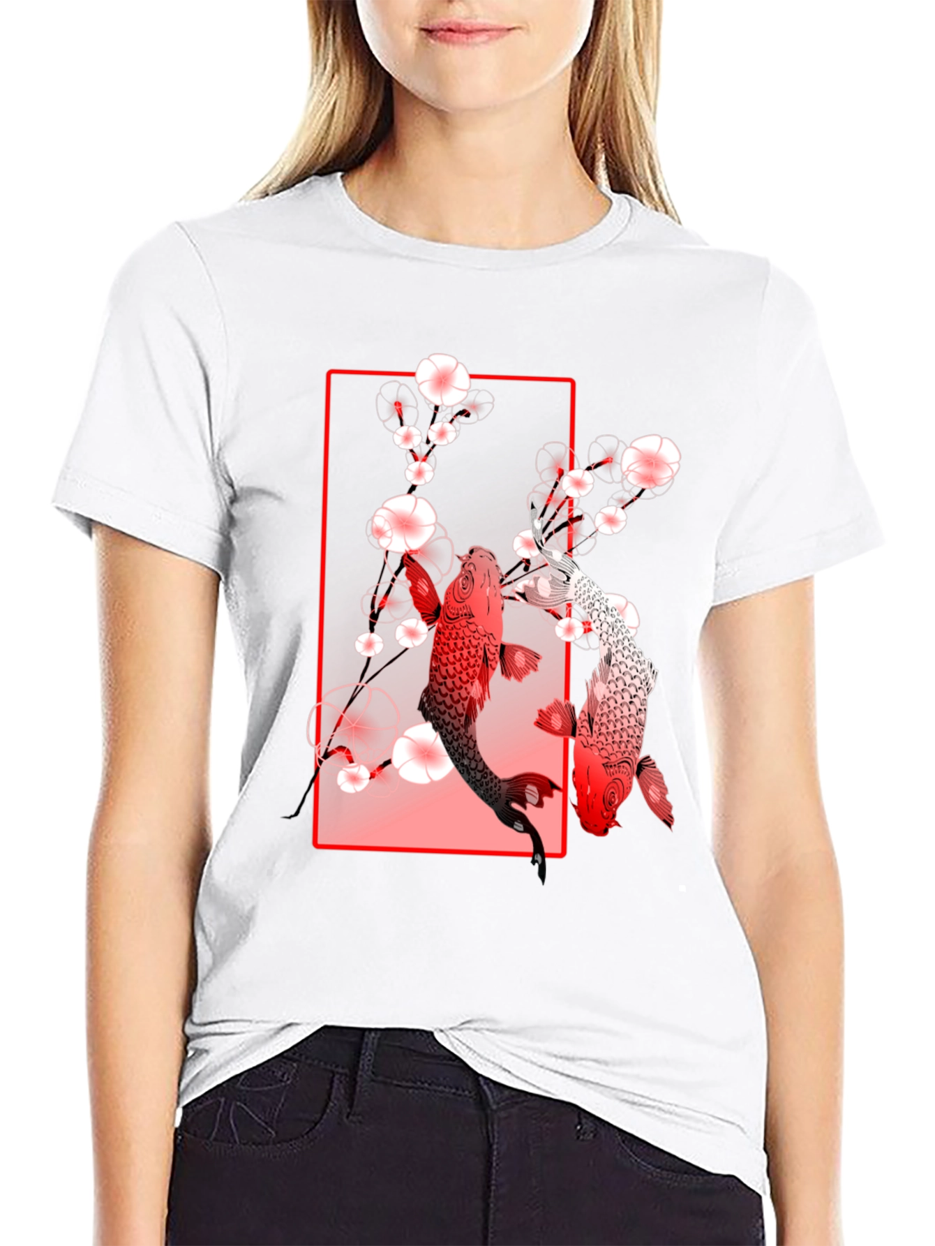 Koi Fish Graphic Tee - Black Cotton T-Shirt