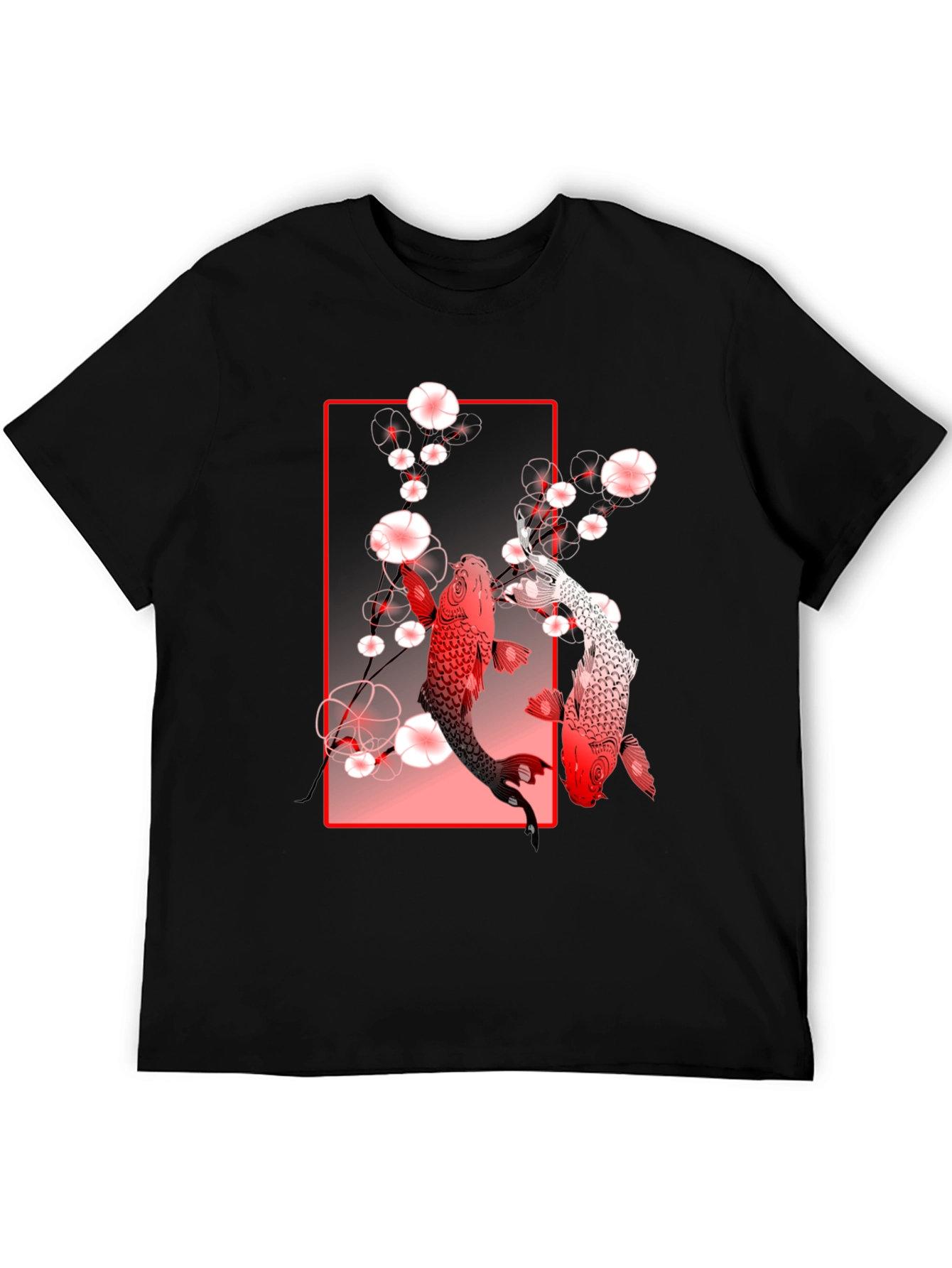 Koi Fish Graphic Tee - Black Cotton T-Shirt