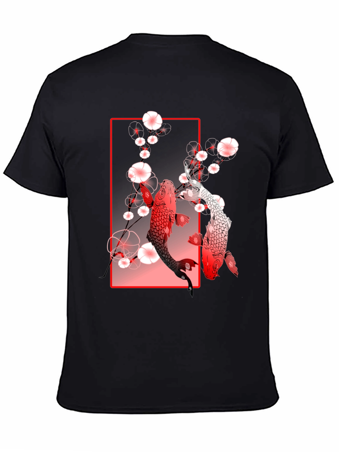 Koi Fish Graphic Tee - Black Cotton T-Shirt