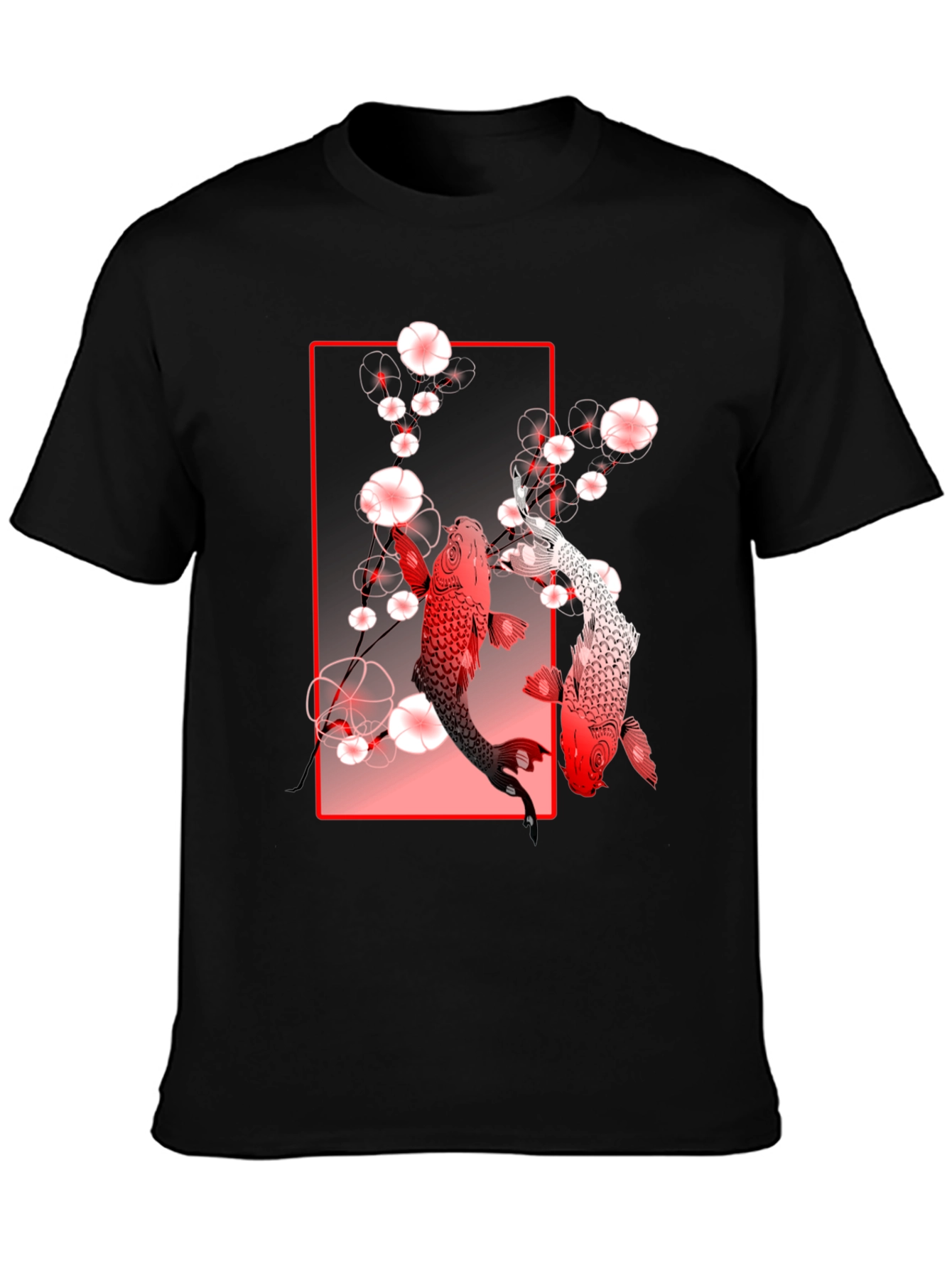 Koi Fish Graphic Tee - Black Cotton T-Shirt