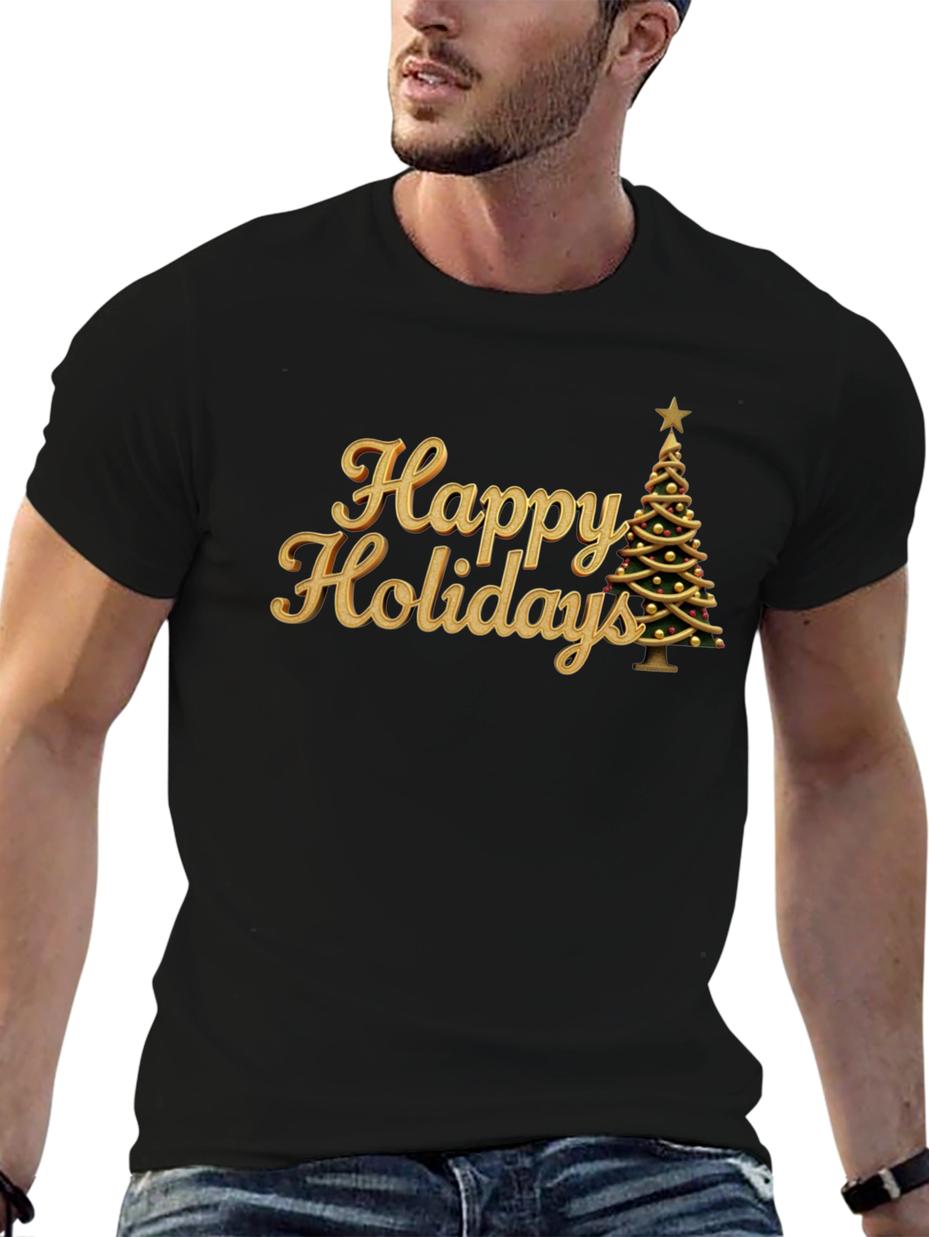 Happy Holidays Christmas Tree Graphic T-Shirt