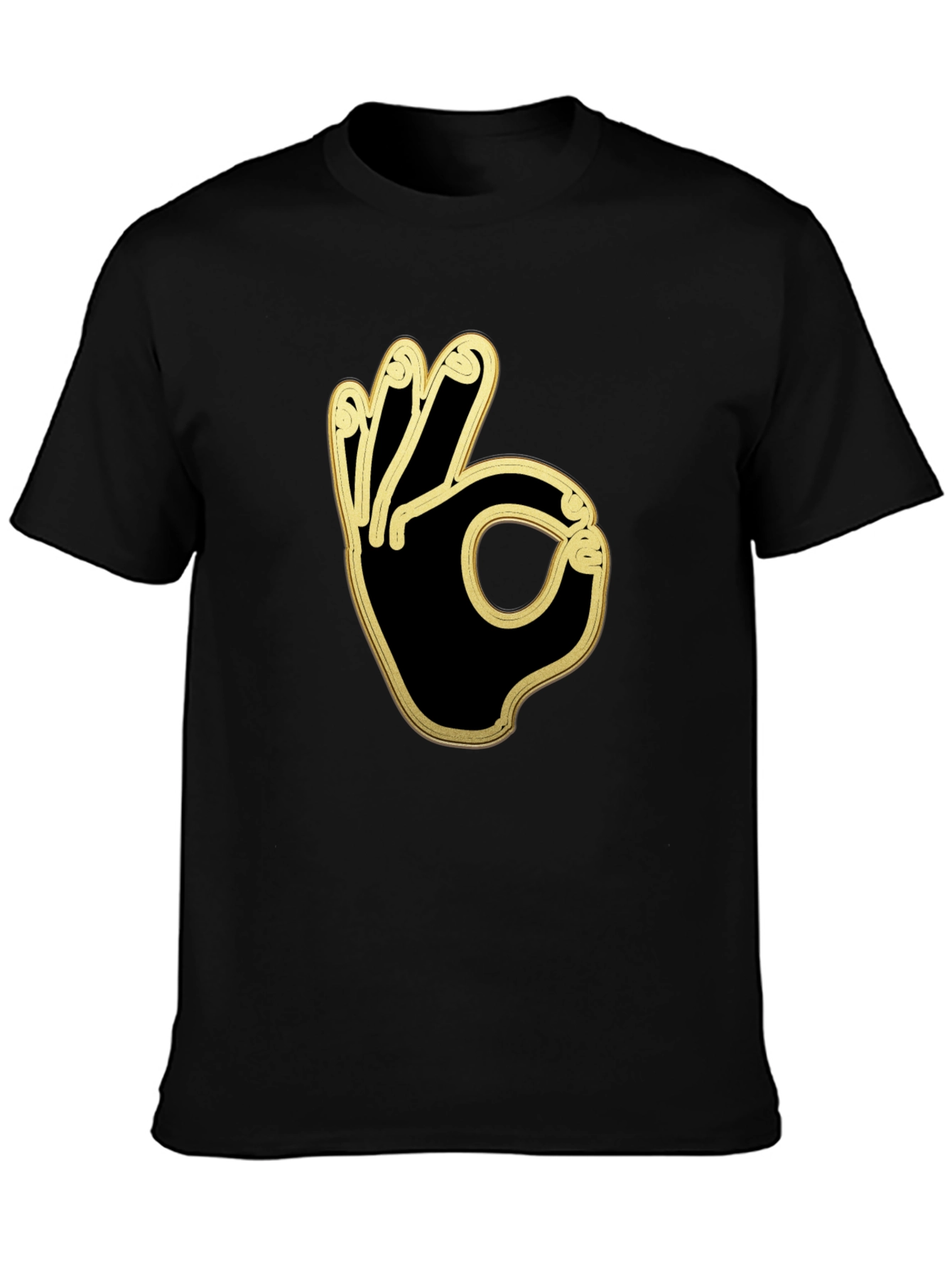 Cool OK Hand Gesture Graphic Black T-Shirt