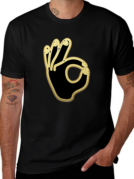 Cool OK Hand Gesture Graphic Black T-Shirt