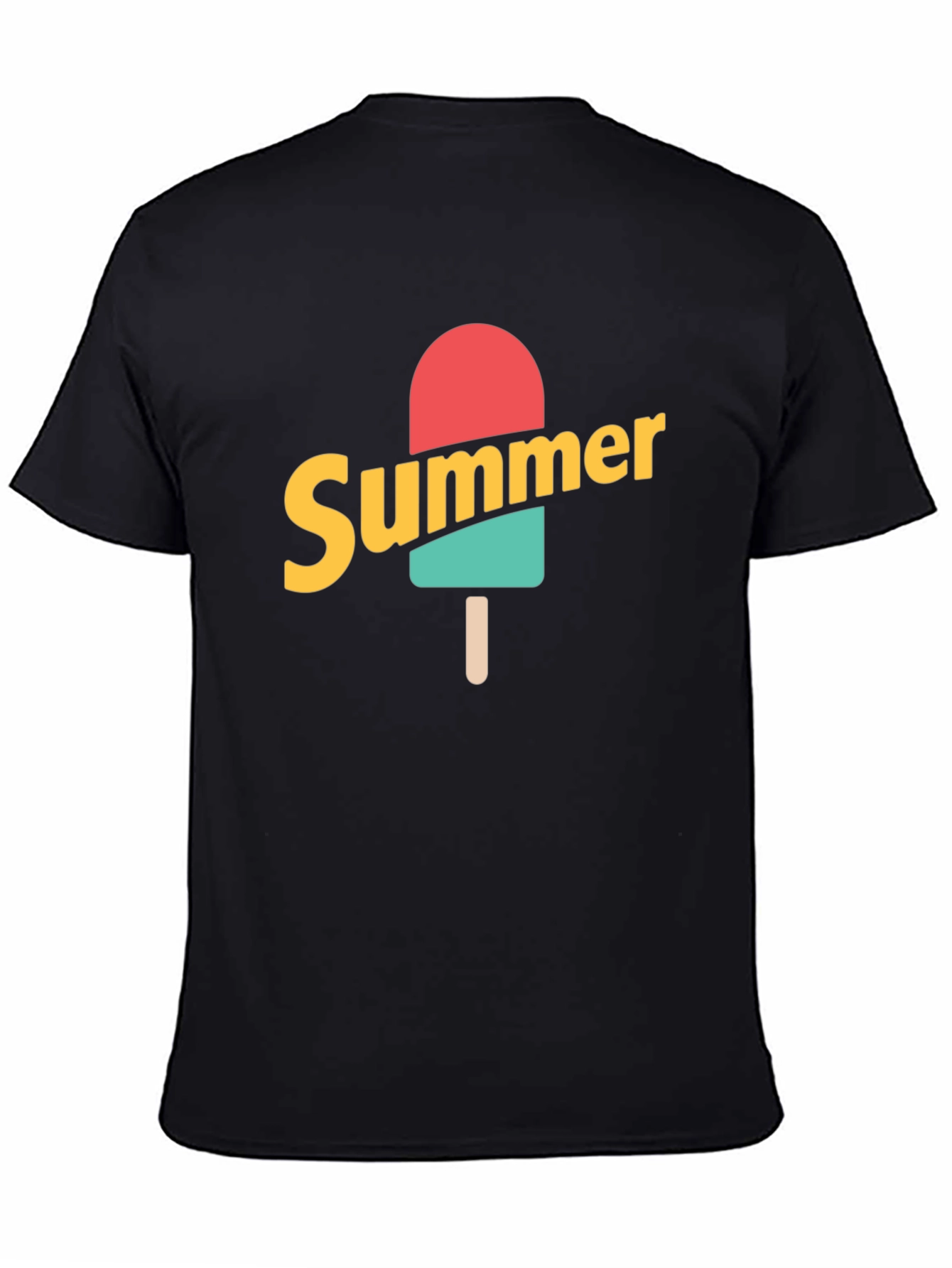 Summer Popsicle Graphic Tee - Black Cotton T-Shirt