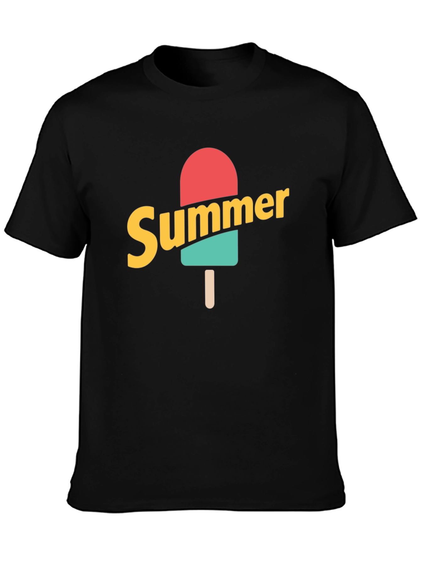 Summer Popsicle Graphic Tee - Black Cotton T-Shirt