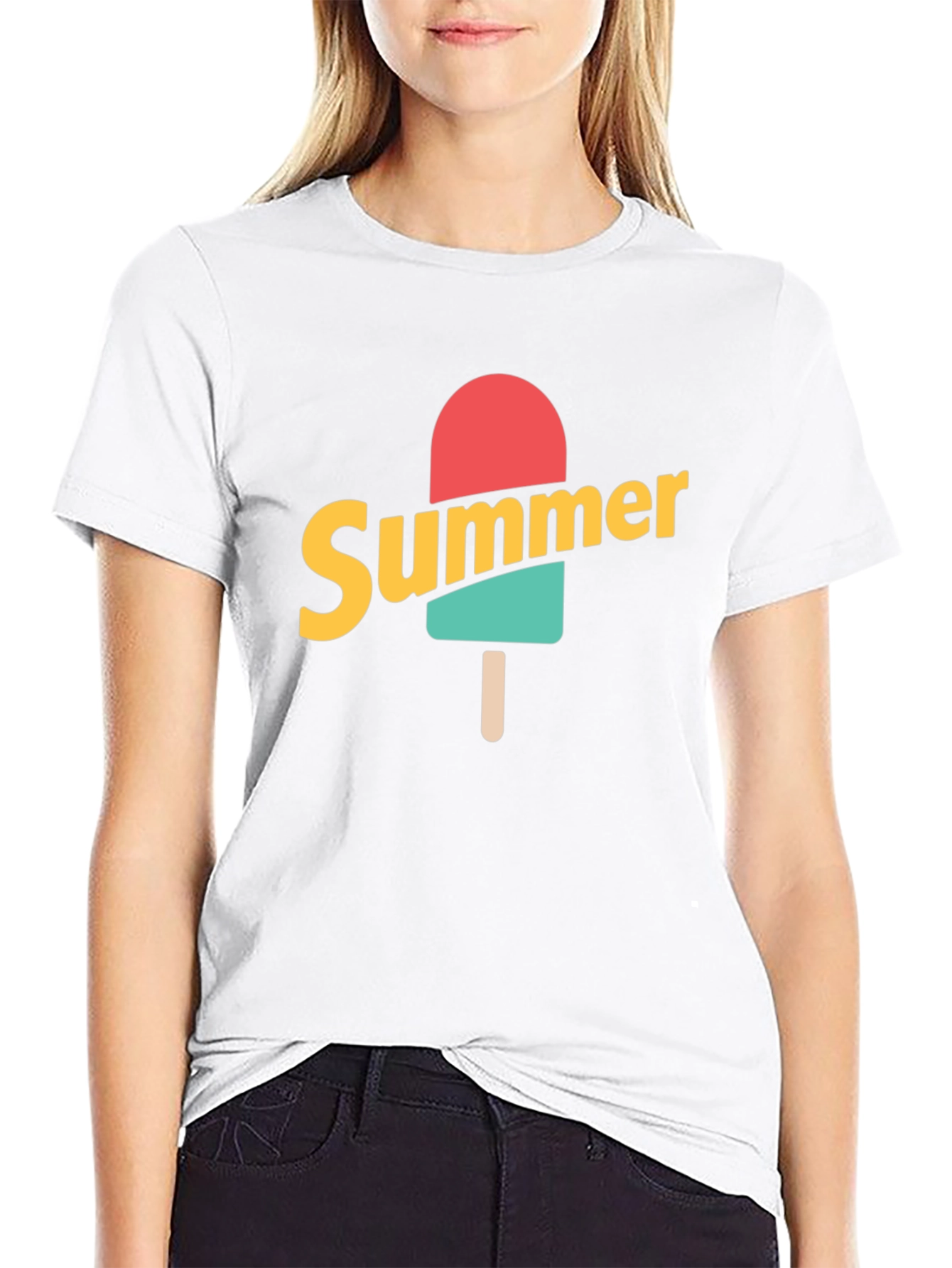 Summer Popsicle Graphic Tee - Black Cotton T-Shirt