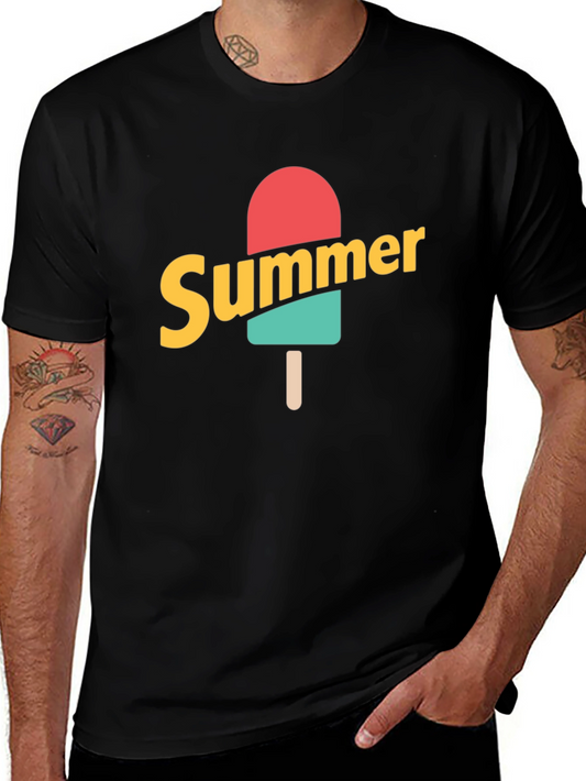 Summer Popsicle Graphic Tee - Black Cotton T-Shirt