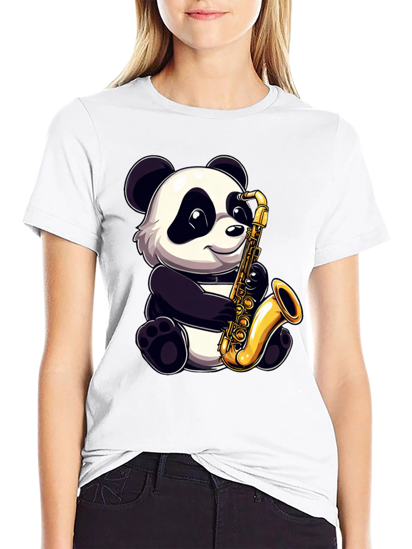 Panda Saxophone T-Shirt - Cool Graphic Tee