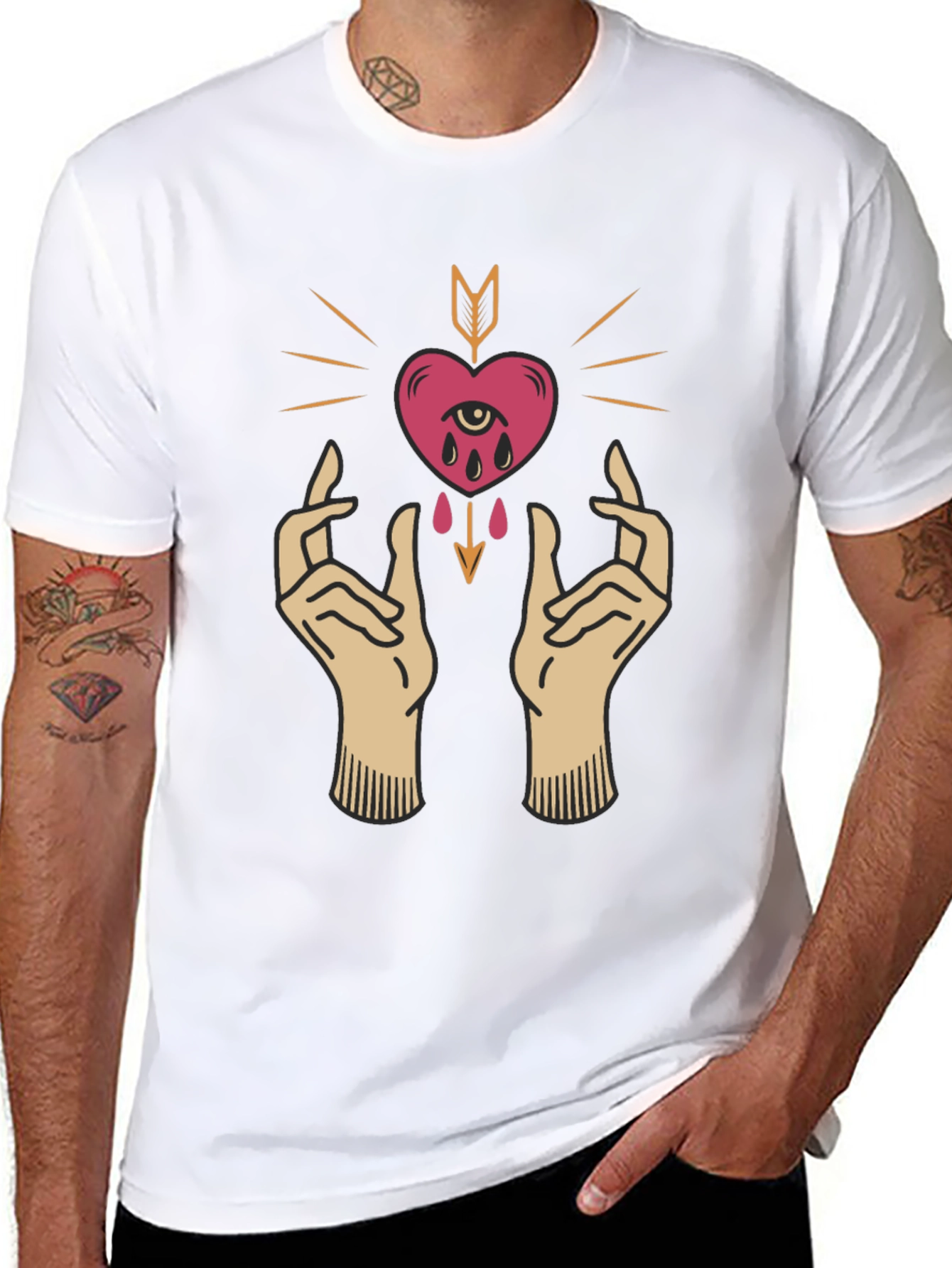 Heart & Hands Graphic Tee - Unique Artistic Design