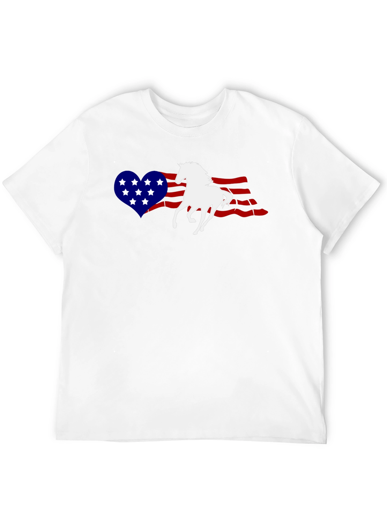 American Flag Horse Graphic Tee - Patriotic Style