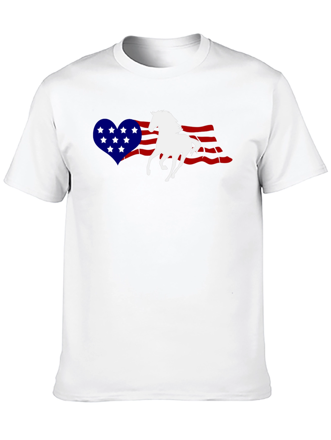 American Flag Horse Graphic Tee - Patriotic Style