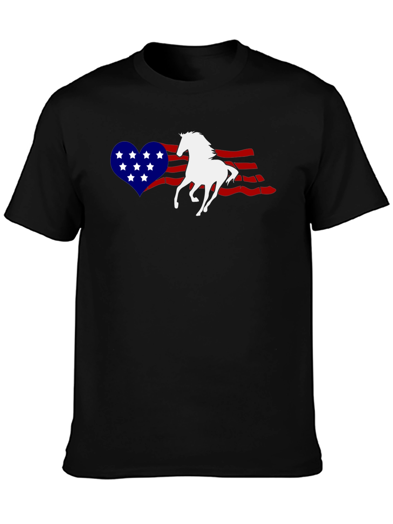 American Flag Horse Graphic Tee - Patriotic Style