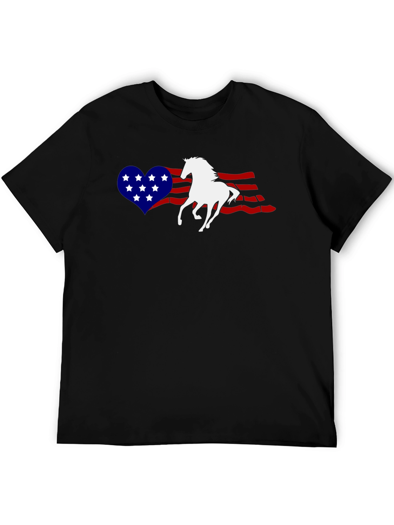 American Flag Horse Graphic Tee - Patriotic Style
