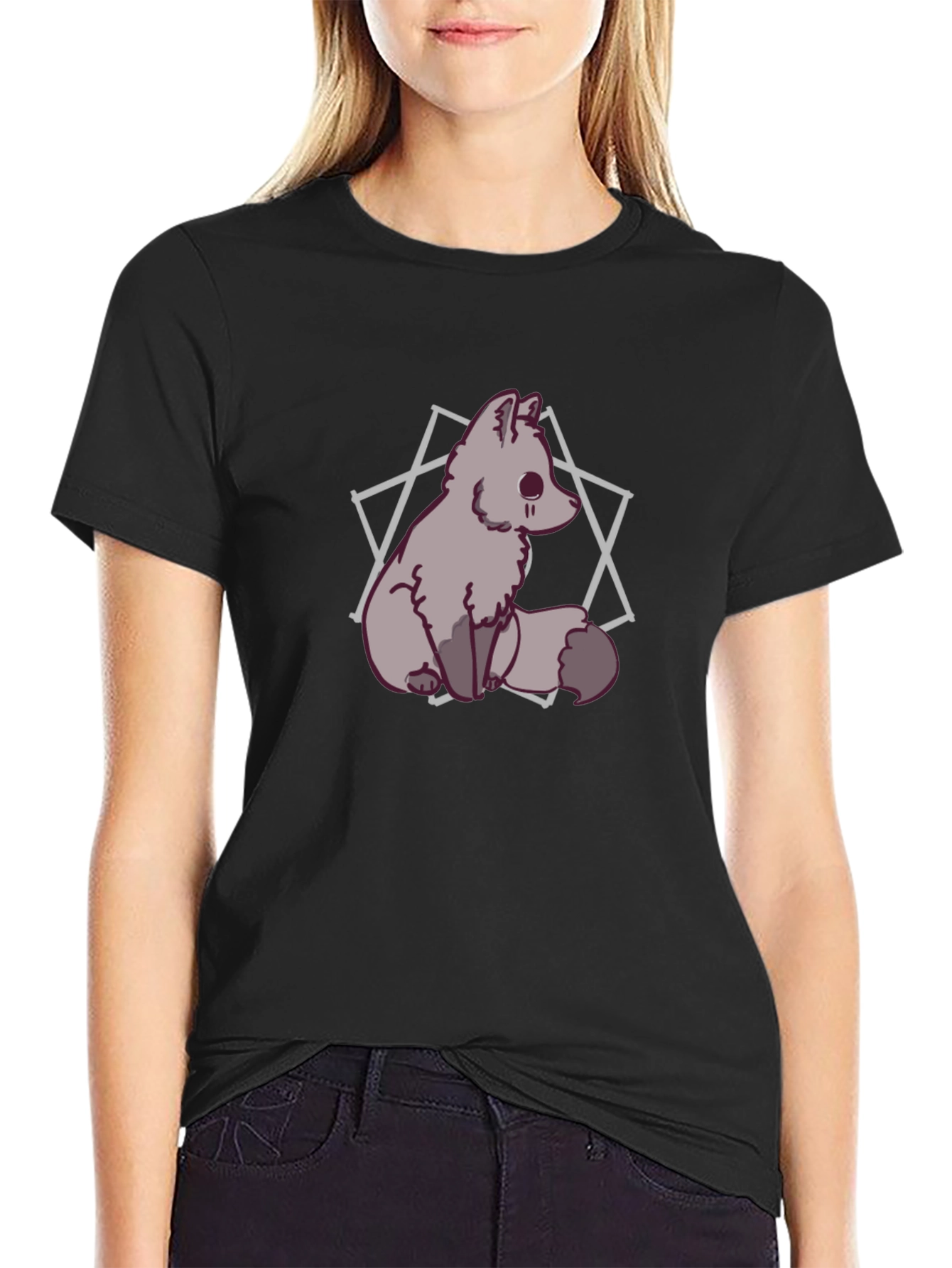 Cute Fox Graphic T-Shirt - Mens Black Tee
