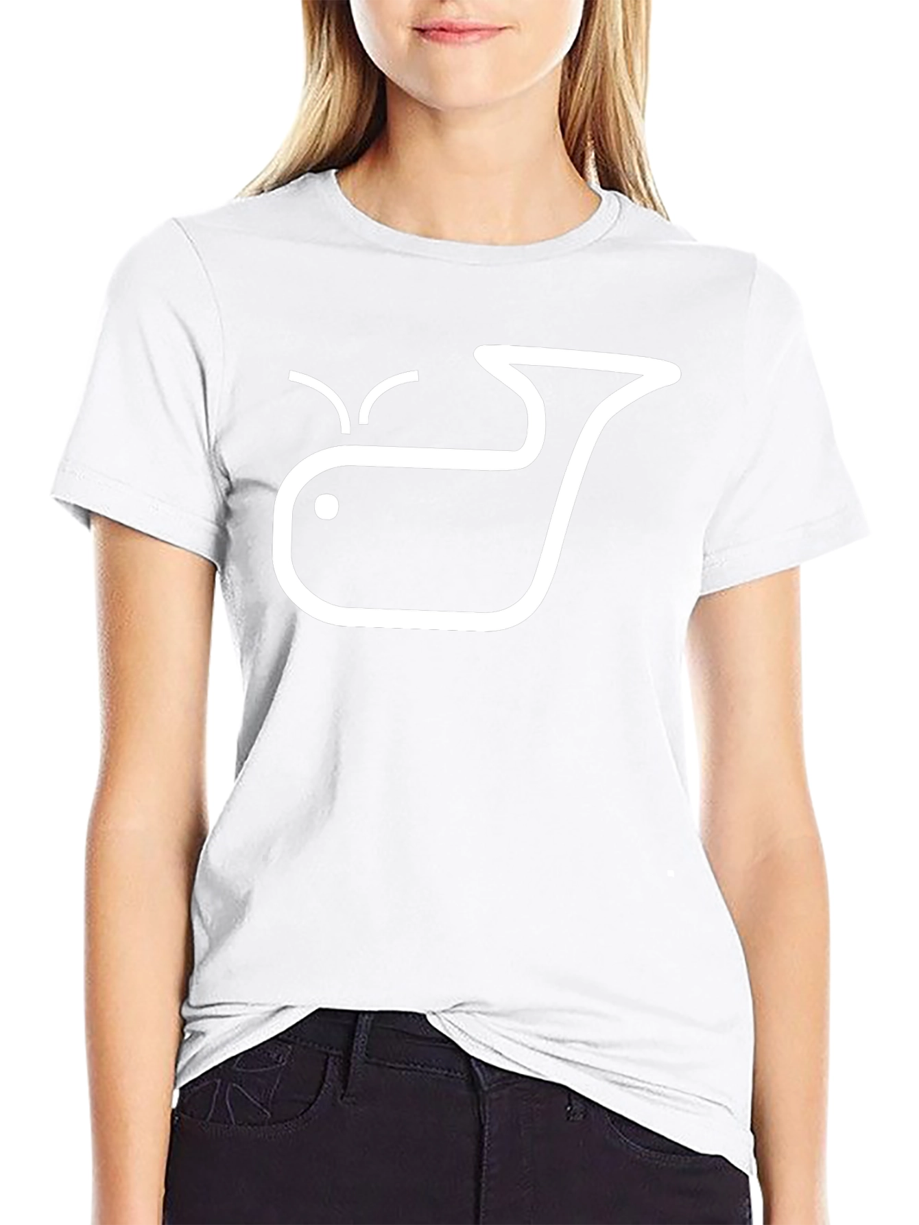 Whale Graphic Tee - Black Crew Neck