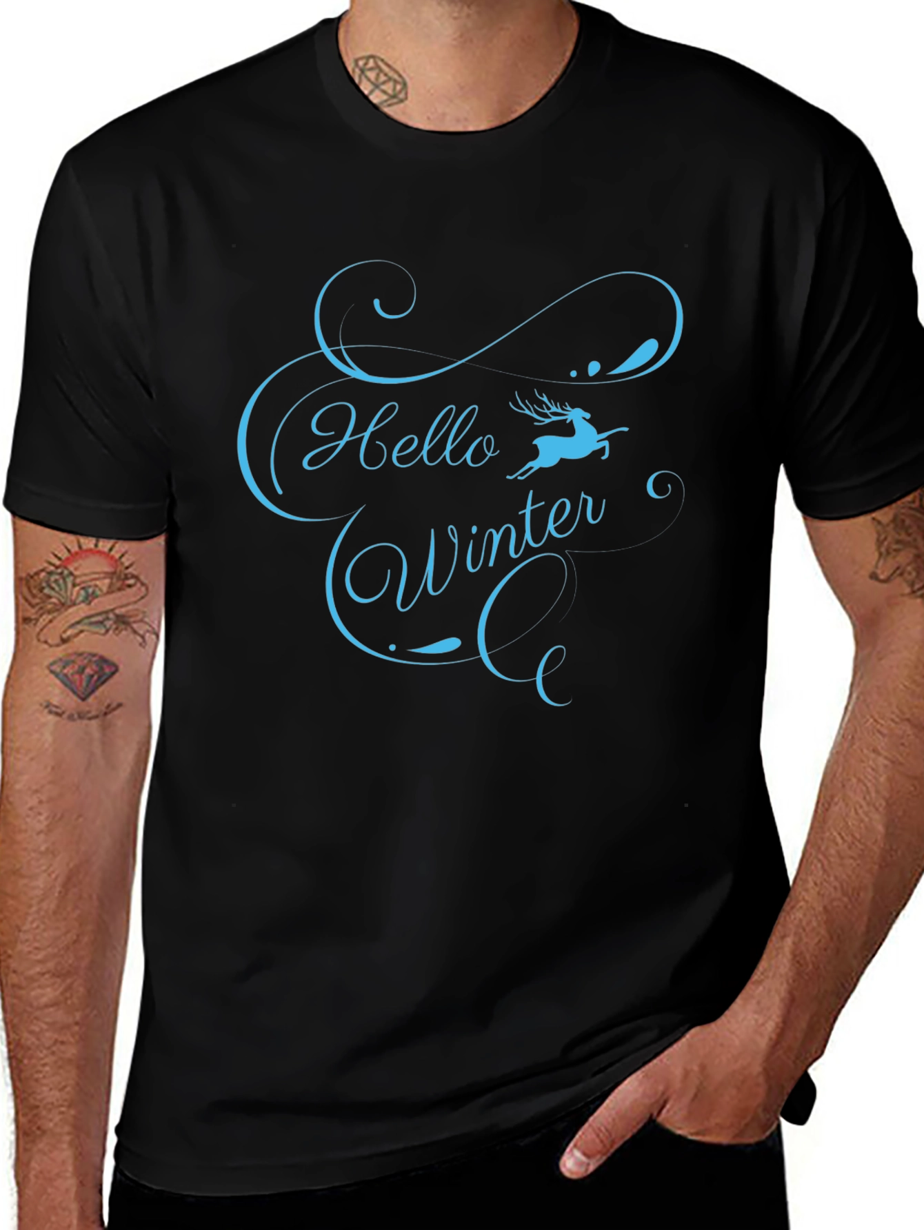 Hello Winter Graphic T-Shirt - Soft Black Tee