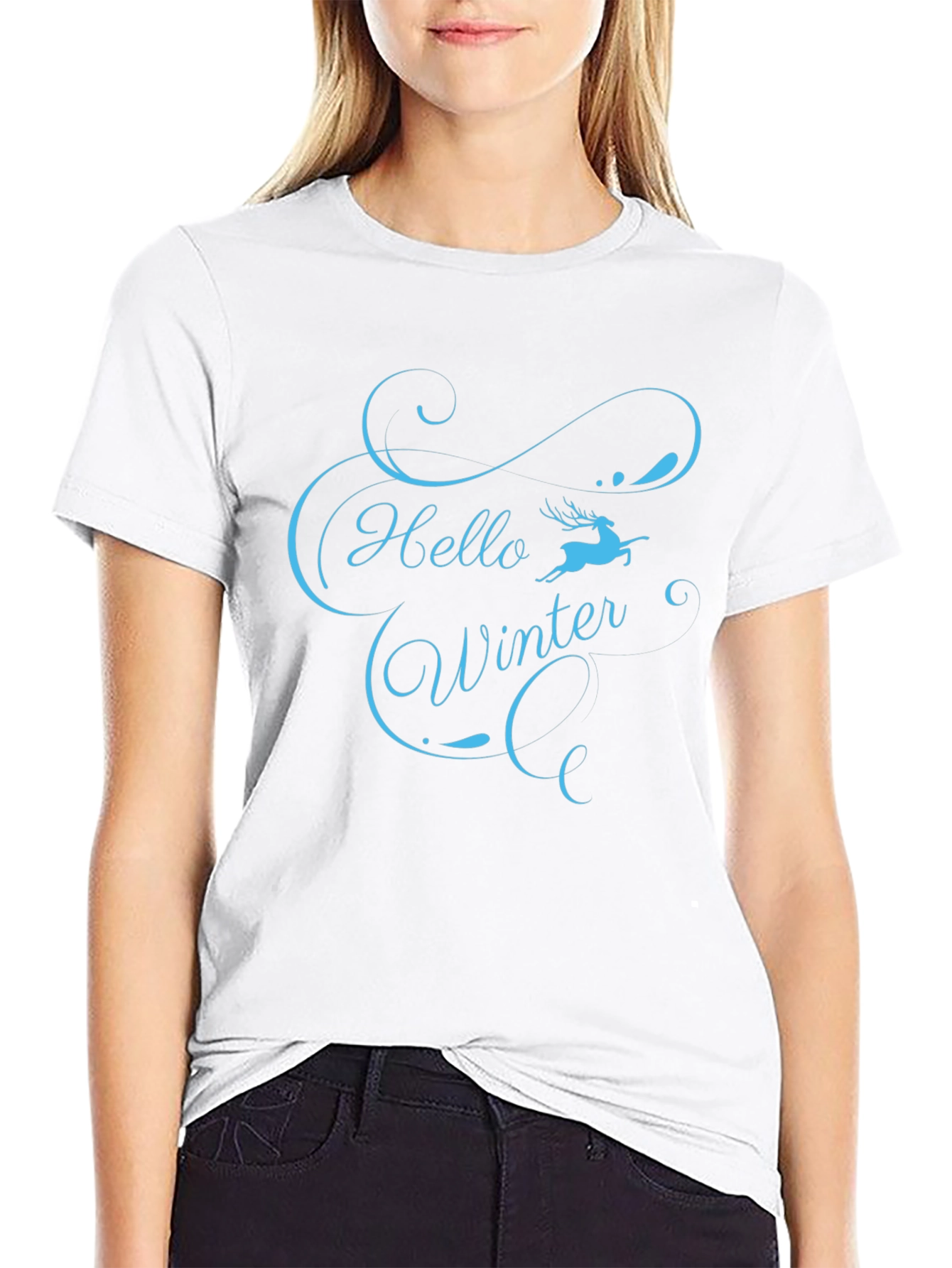 Hello Winter Graphic T-Shirt - Soft Black Tee