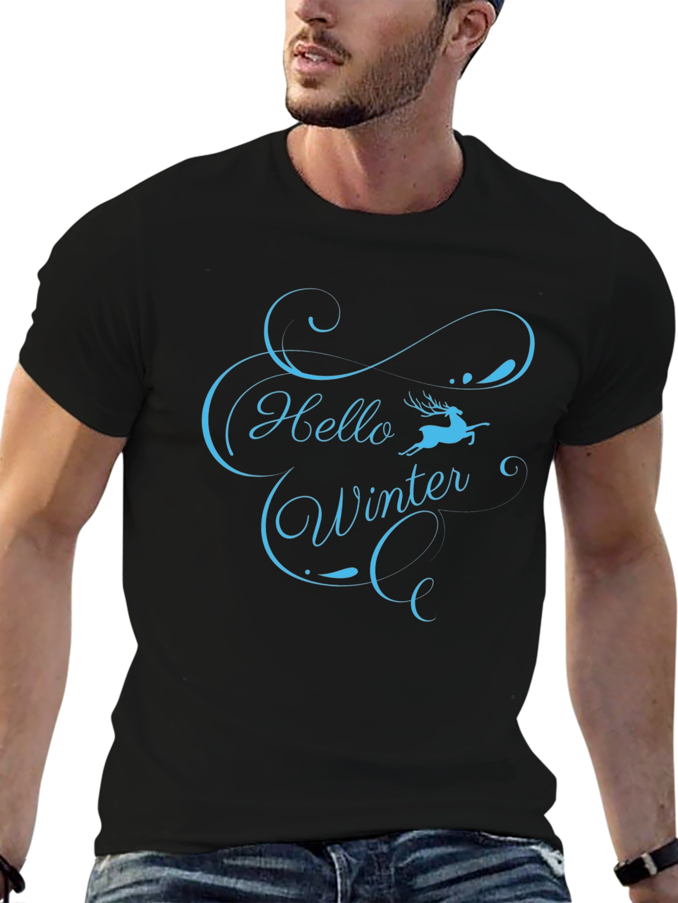 Hello Winter Graphic T-Shirt - Soft Black Tee