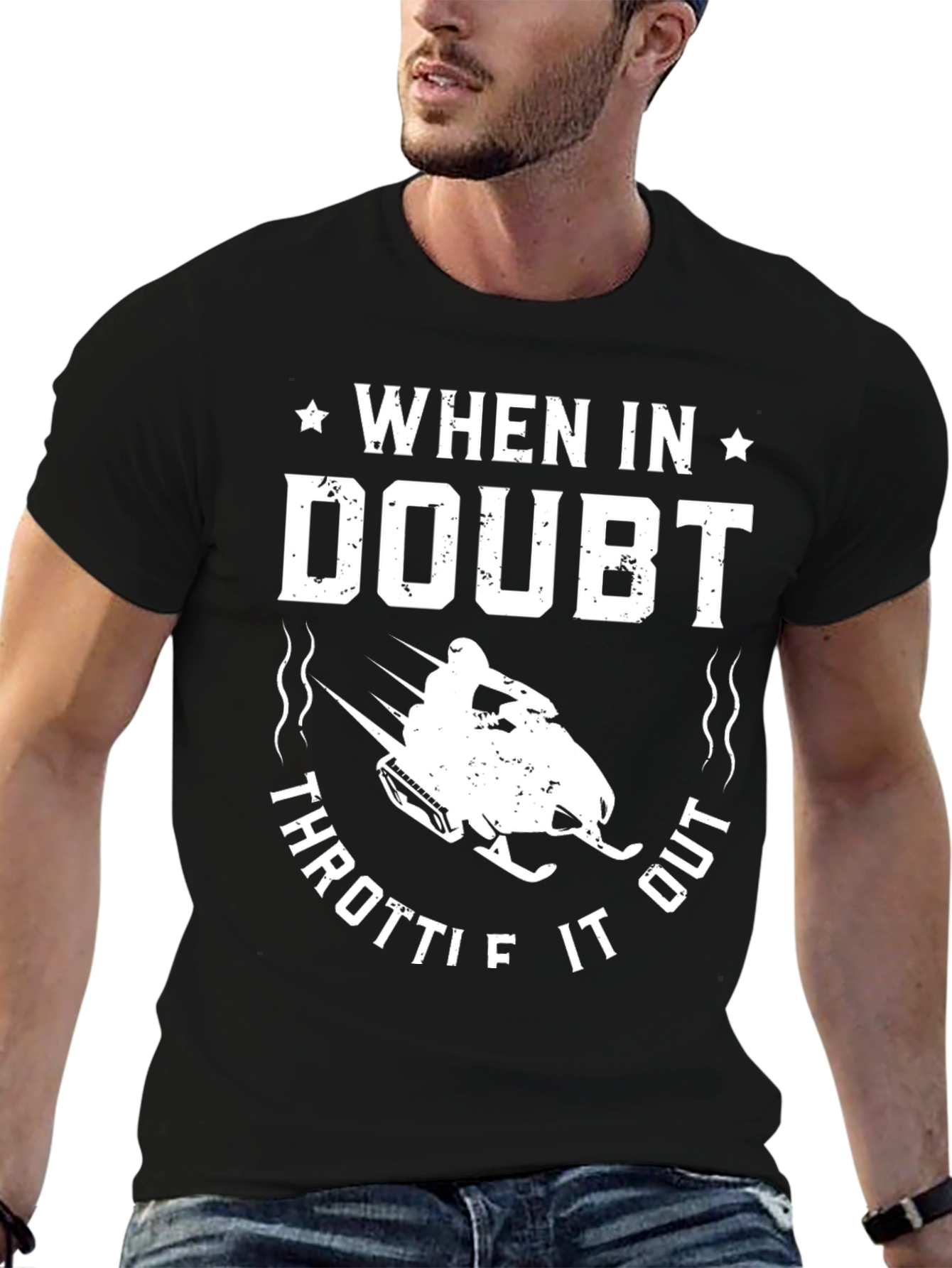 When in Doubt Throttle It Out Black T-Shirt