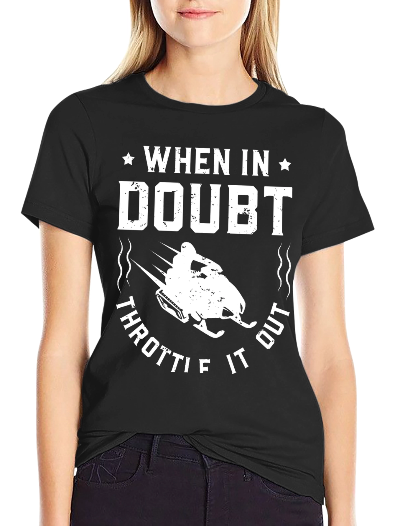 When in Doubt Throttle It Out Black T-Shirt