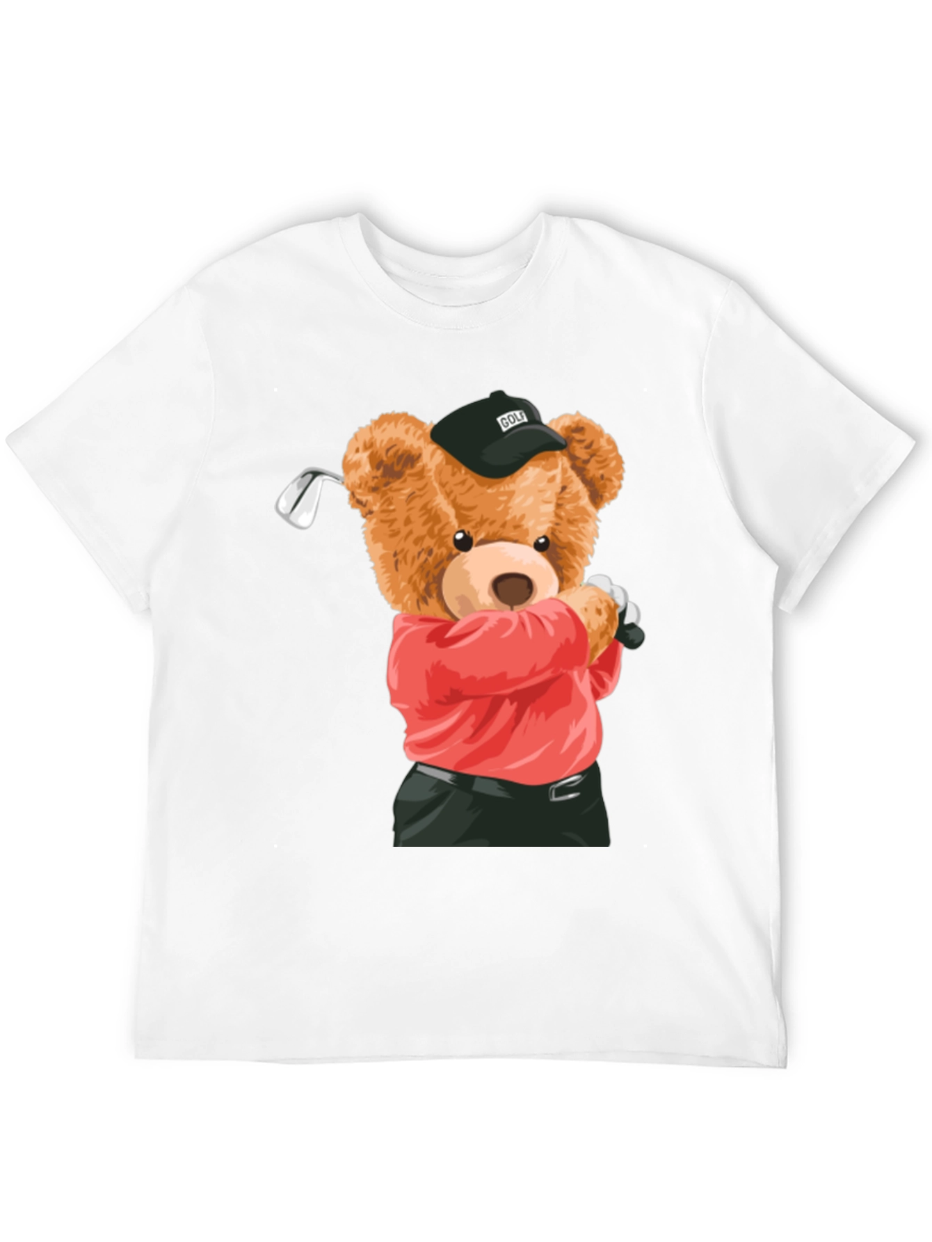 Golfing Bear Graphic Tee - Black