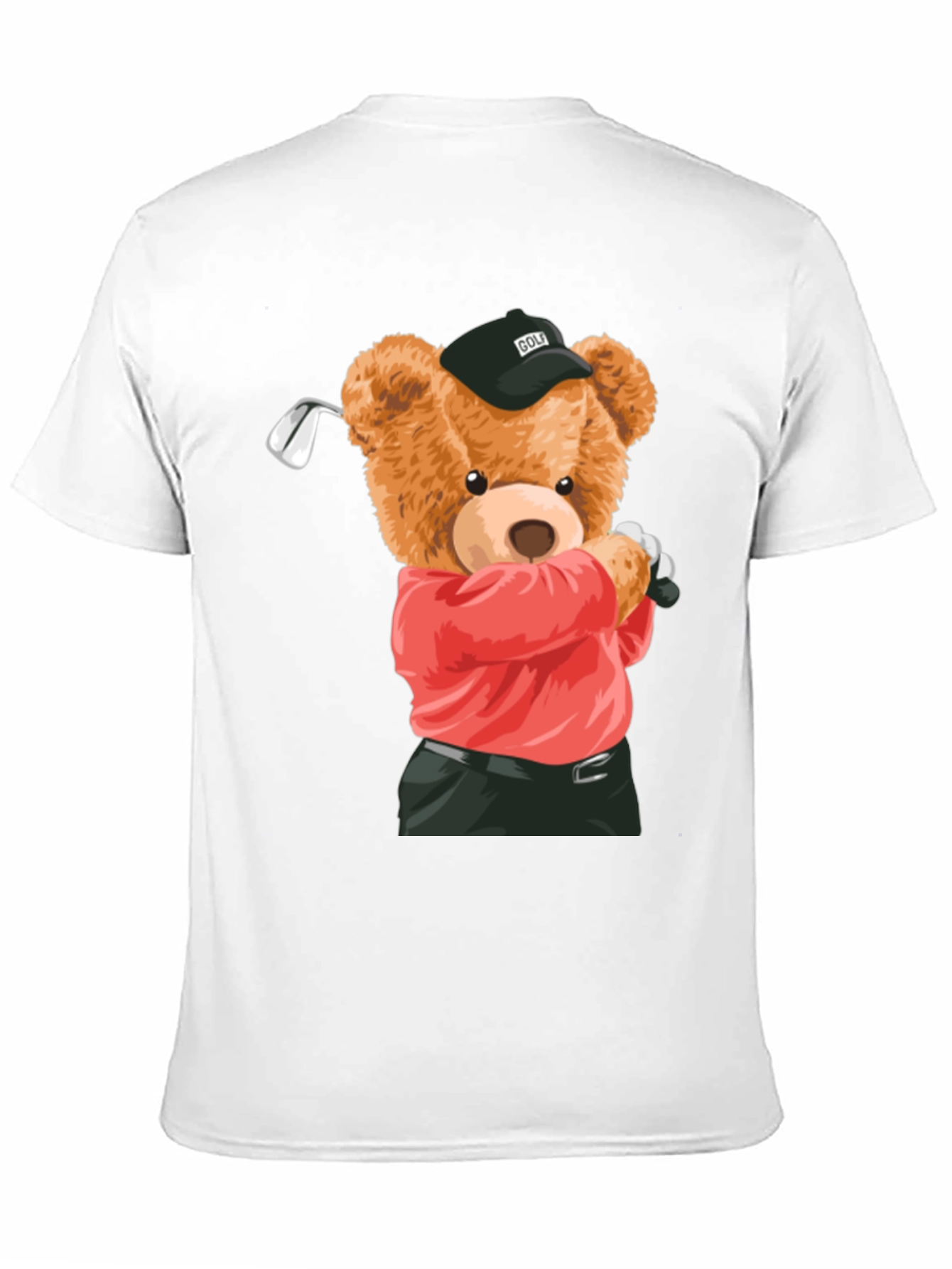 Golfing Bear Graphic Tee - Black