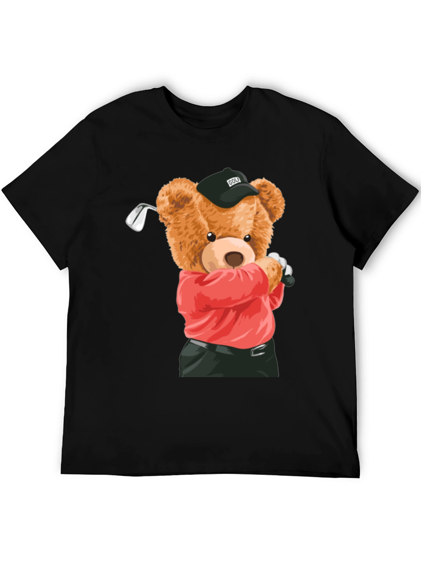 Golfing Bear Graphic Tee - Black