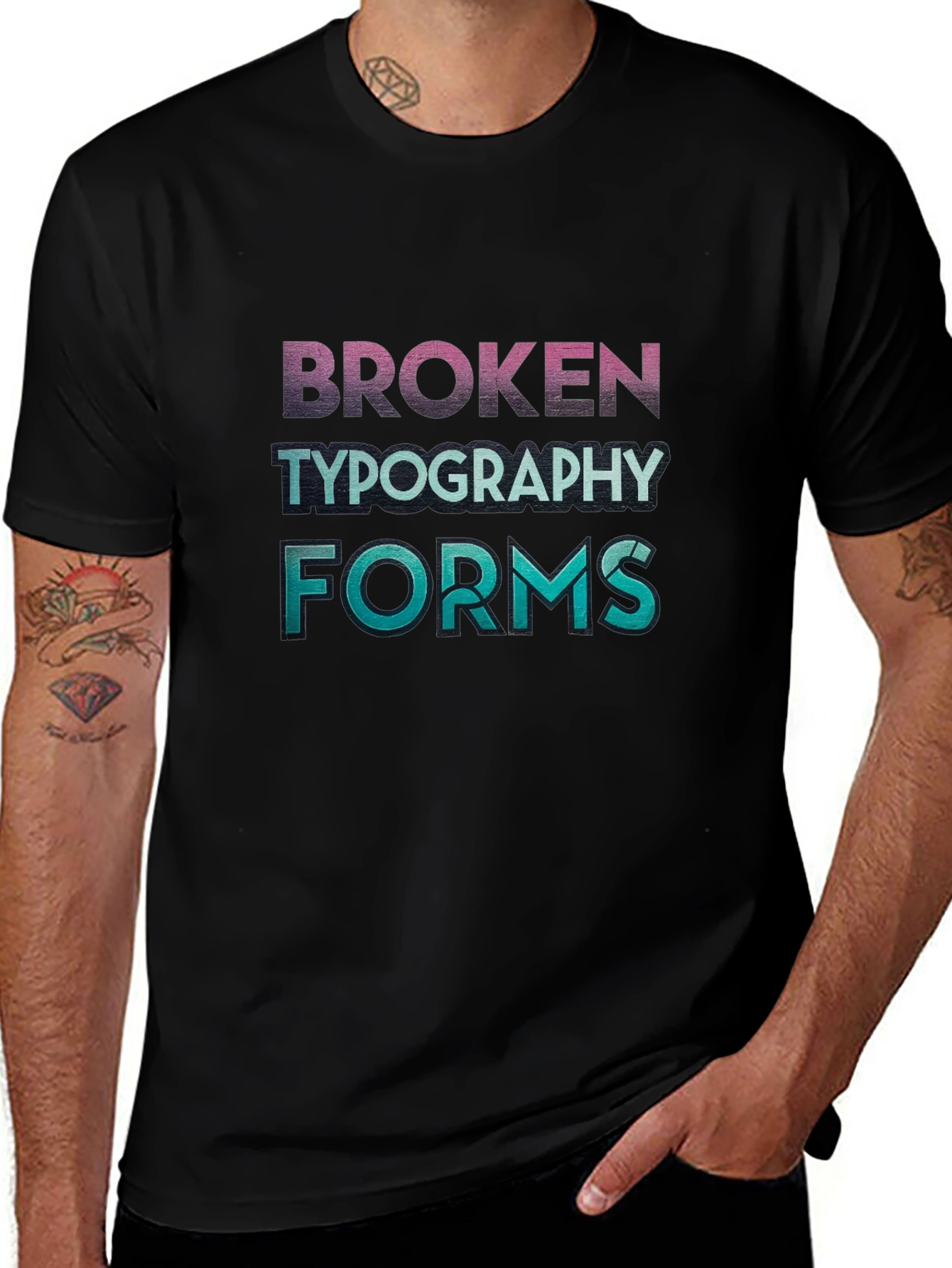 Broken Typography Forms Graphic T-Shirt